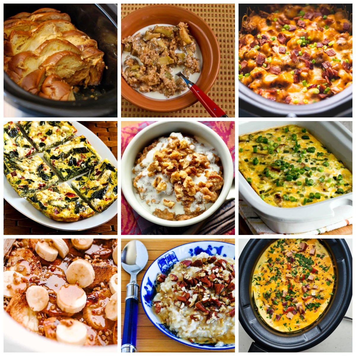 Amazing Slow Cooker Breakfast Recipes collage of featured recipes