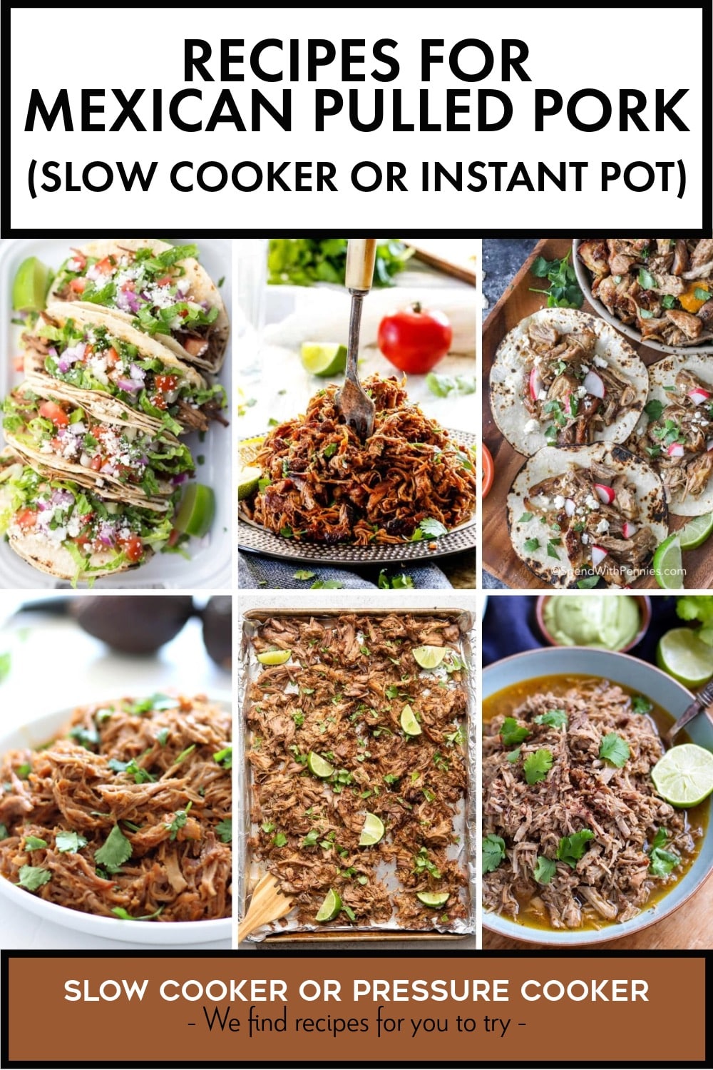 Pinterest image of Recipes for Mexican Pulled Pork (Slow Cooker or Instant Pot)