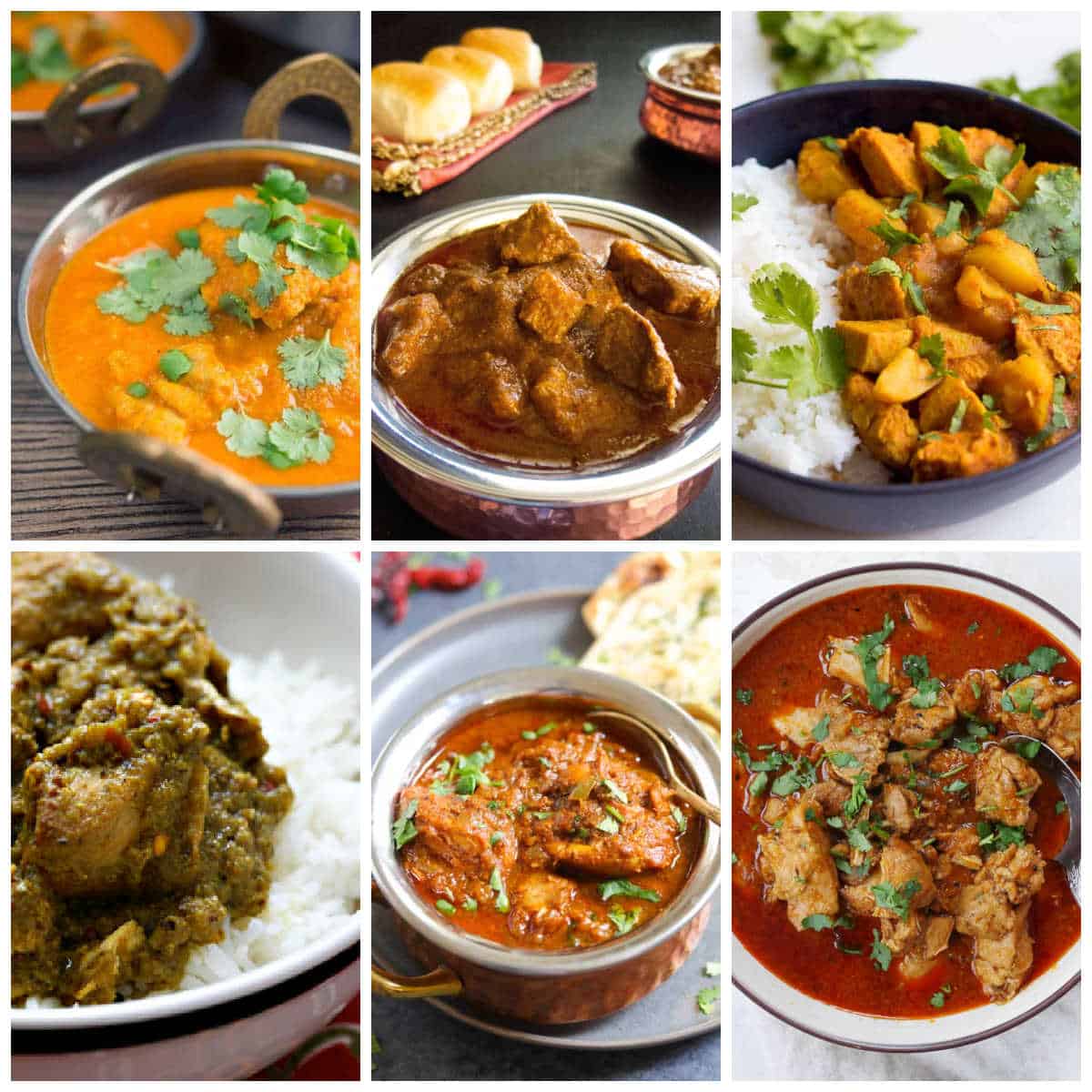 Chicken Vindaloo Recipes, Slow Cooker or Instant Pot, collage of featured recipes.