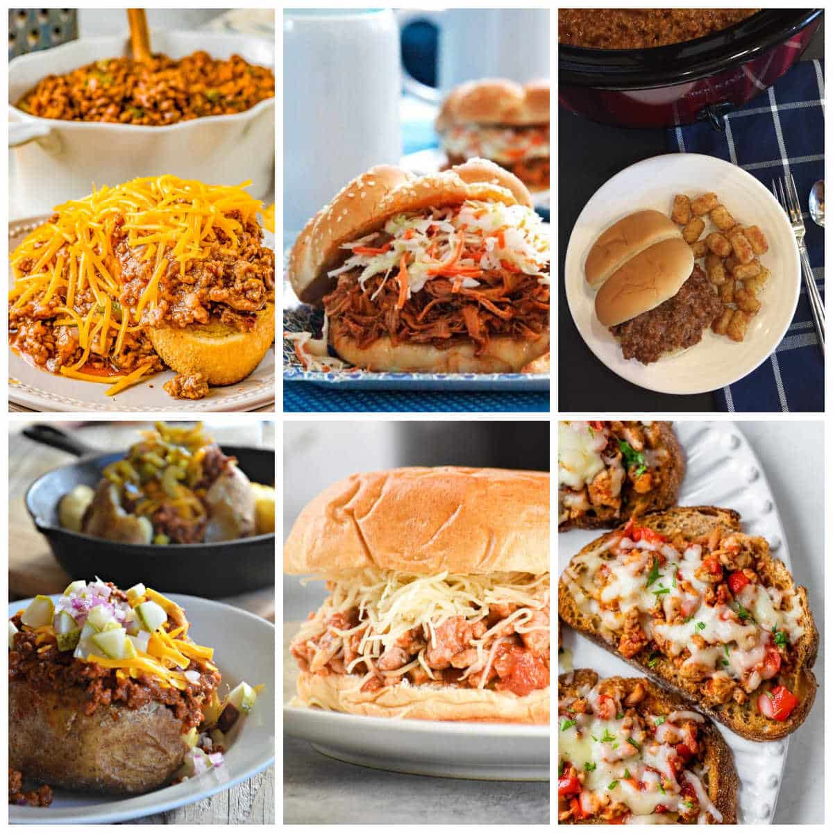 Slow Cooker Sloppy Joes collage showing featured recipes.