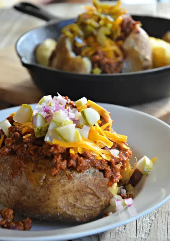 Slow Cooker Turkey Sloppy Joe Stuffed Baked Potatoes from Mountain Mama Cooks