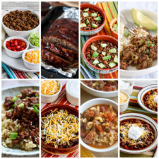 Instant Pot Dinners with Ground Beef with collage of 8 featured recipes.