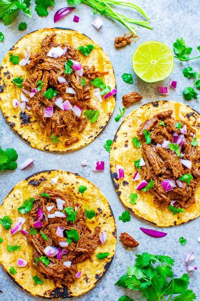 Instant Pot or Slow Cooker Barbacoa Beef from Averie Cooks