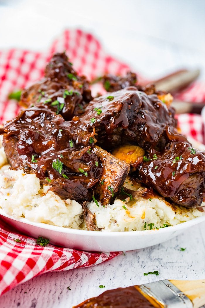 Instant Pot Short Ribs with Sticky BBQ Sauce from Oh Sweet Basil