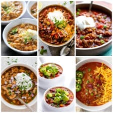 20 Easy Turkey Chili Recipes (Instant Pot or Slow Cooker) collage of featured recipes