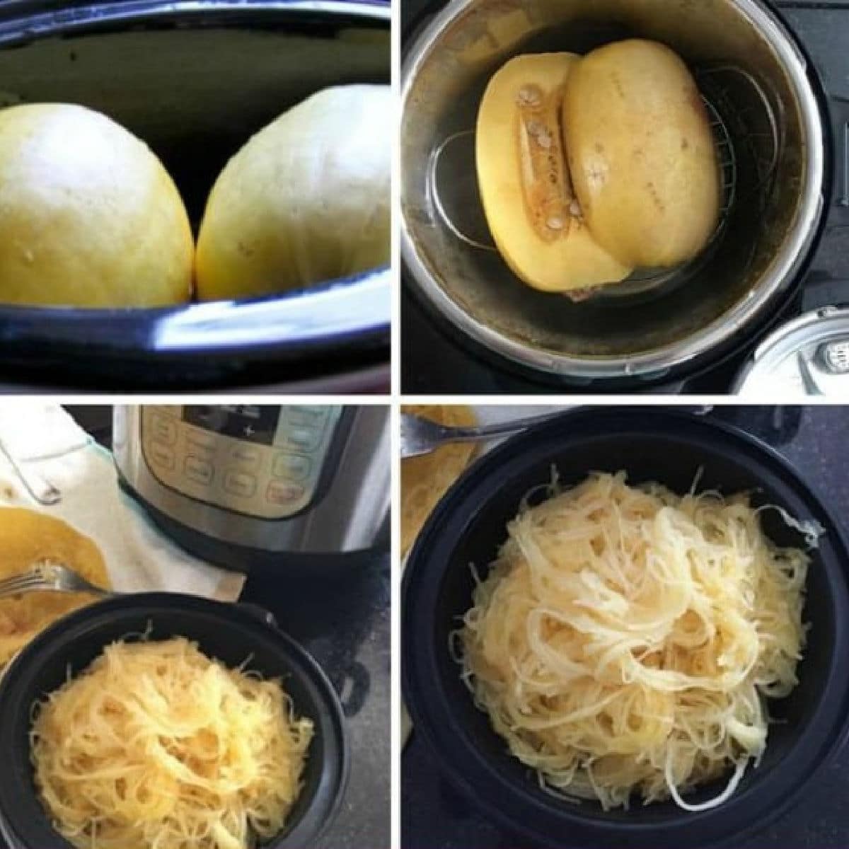 CrockPot or Instant Pot Spaghetti Squash collage showing featured recipes.