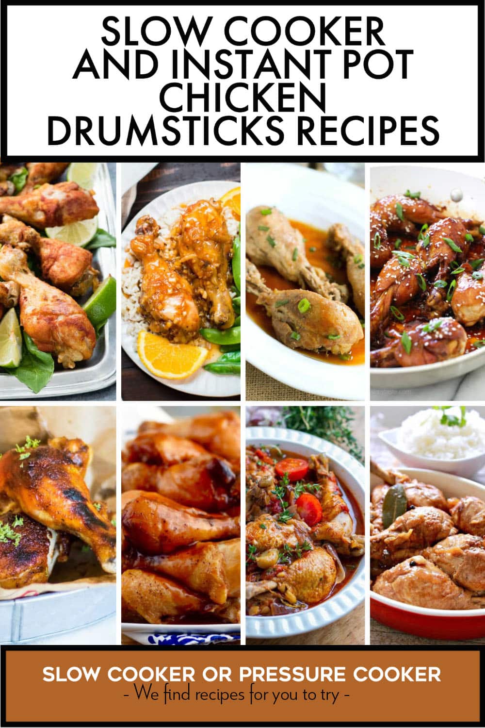Pinterest image of Slow Cooker and Instant Pot Chicken Drumsticks Recipes