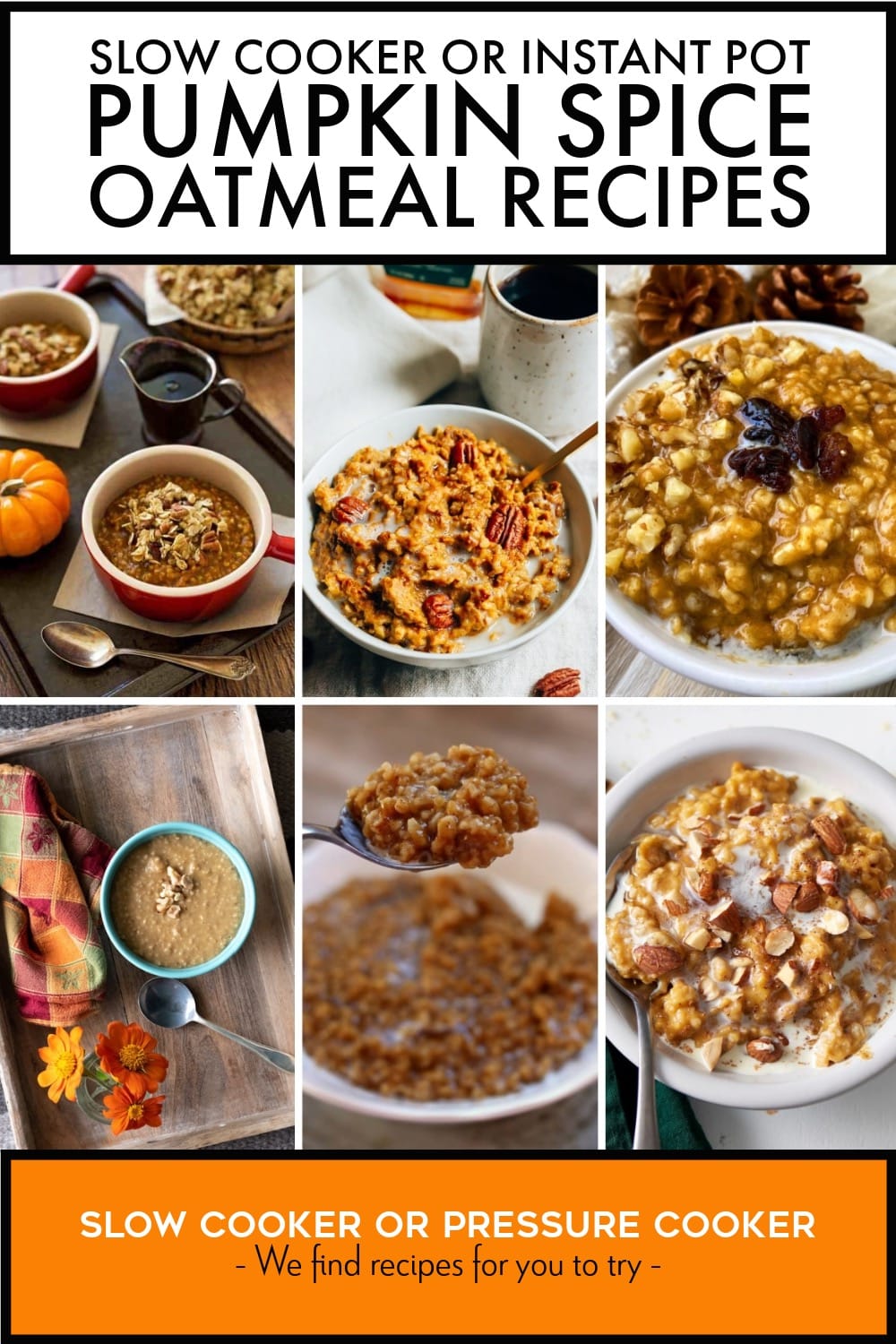 Pinterest image of Slow Cooker or Instant Pot Pumpkin Spice Oatmeal Recipes