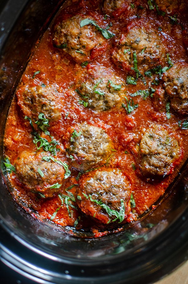 Slow Cooker Meatballs in Tomato Sauce from Living Lou