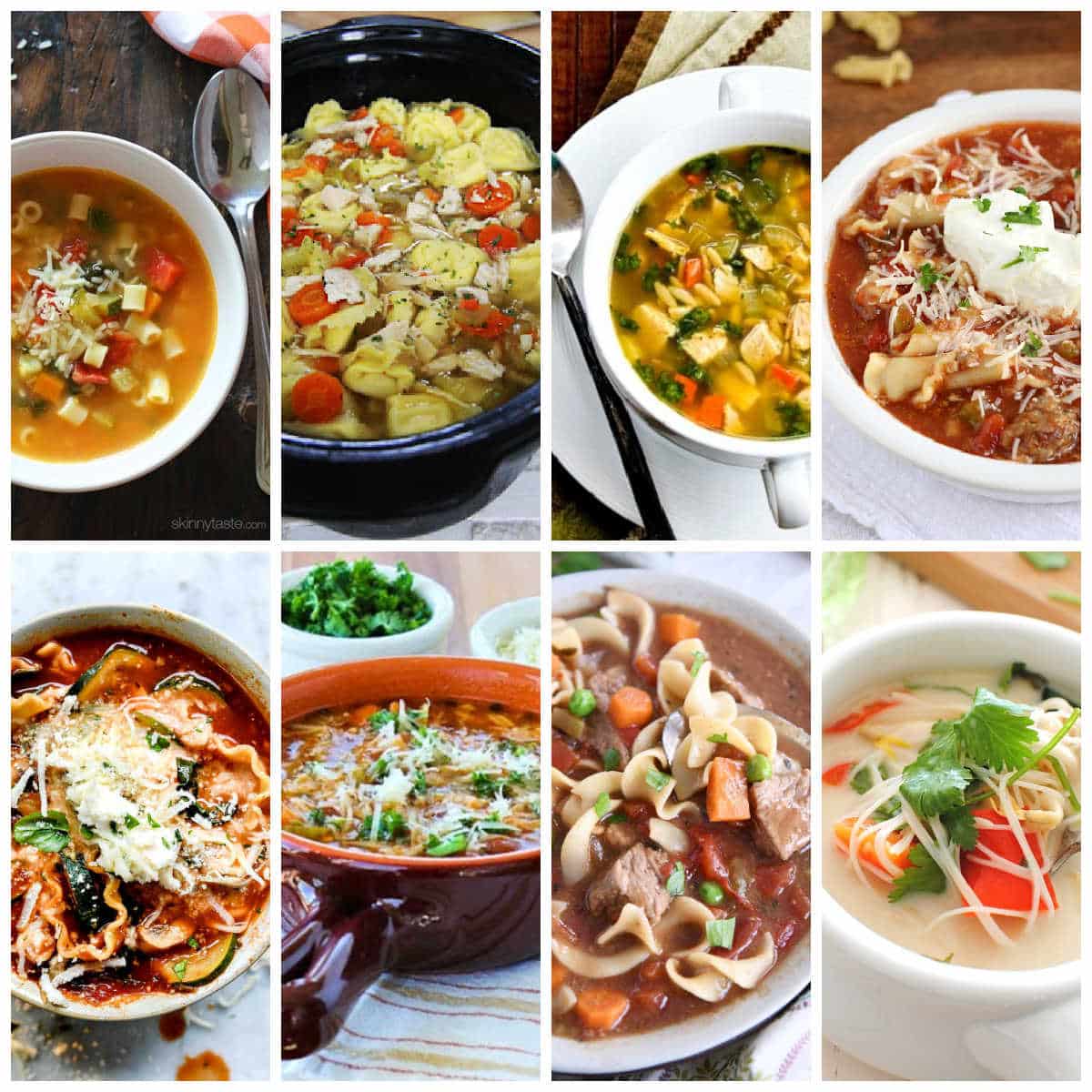 Slow Cooker Soups with Pasta collage showing featured recipes.