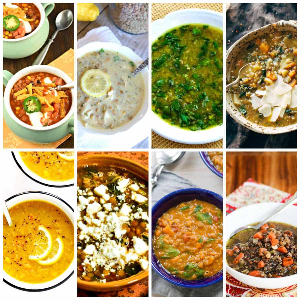 Slow Cooker or Instant Pot Lentil Soup Recipes collage of featured recipes.