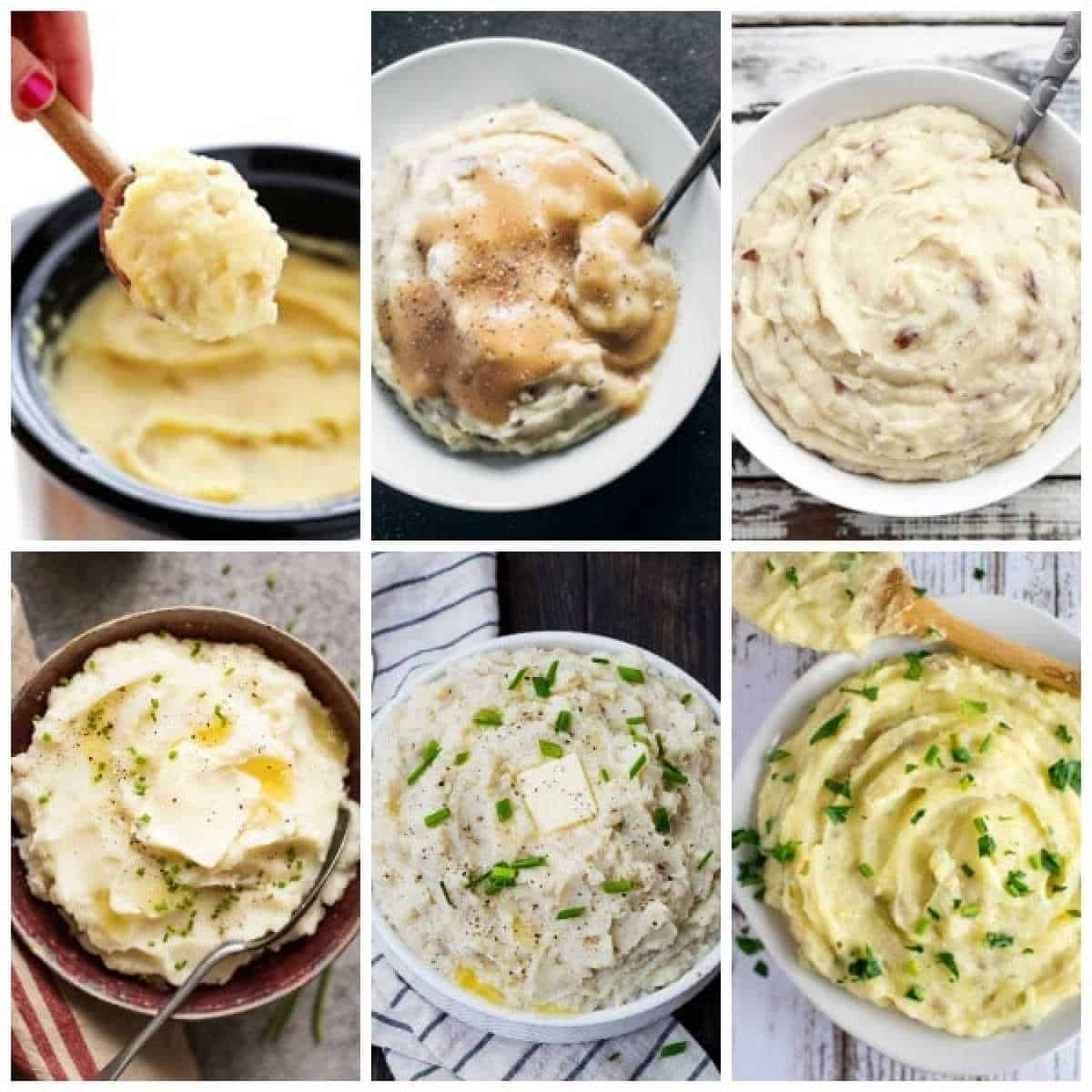 Slow Cooker Mashed Potatoes Recipes collage of featured recipes