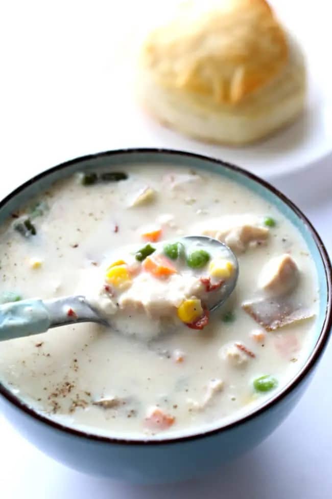 Slow Cooker Chicken (or Turkey) Pot Pie Soup from 365 Days of Slow + Pressure Cooking