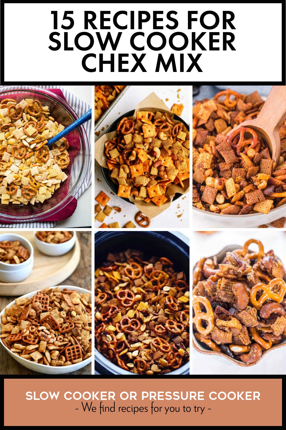 Pinterest image of 15 Recipes for Slow Cooker Chex Mix