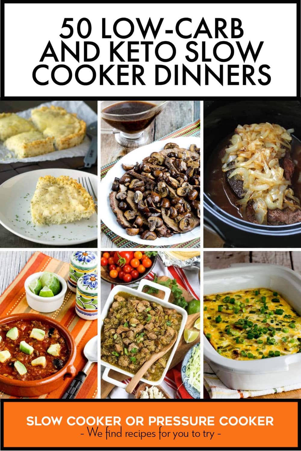 Pinterest image of 50 Low-Carb and Keto Slow Cooker Dinners