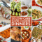 Text overlay collage for 50 Low-Carb Slow Cooker Dinners showing featured recipes.