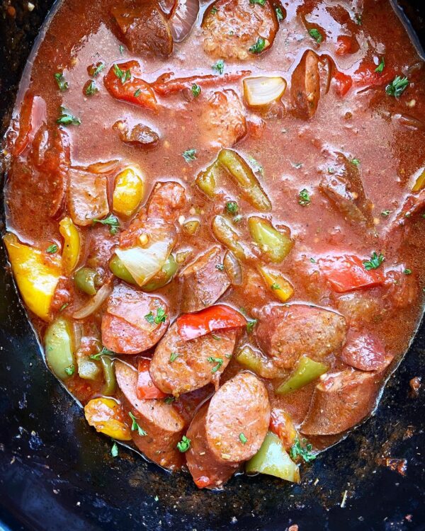 Slow Cooker Sausage, Bell Peppers, and Onions from Fit Slow Cooker Queen