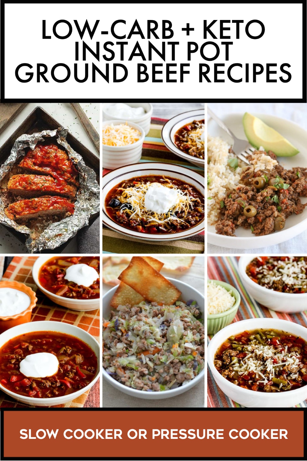 Pinterest image of Low-Carb and Keto Instant Pot Ground Beef Recipes