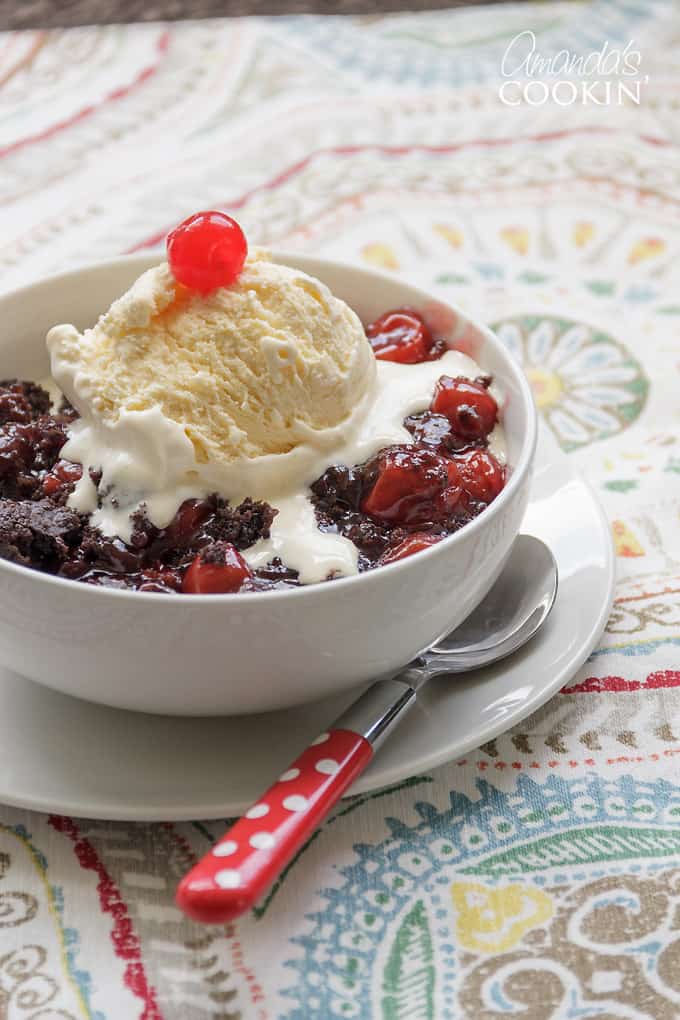 Crockpot Chocolate Cherry Cobbler from Amanda's Cookin'