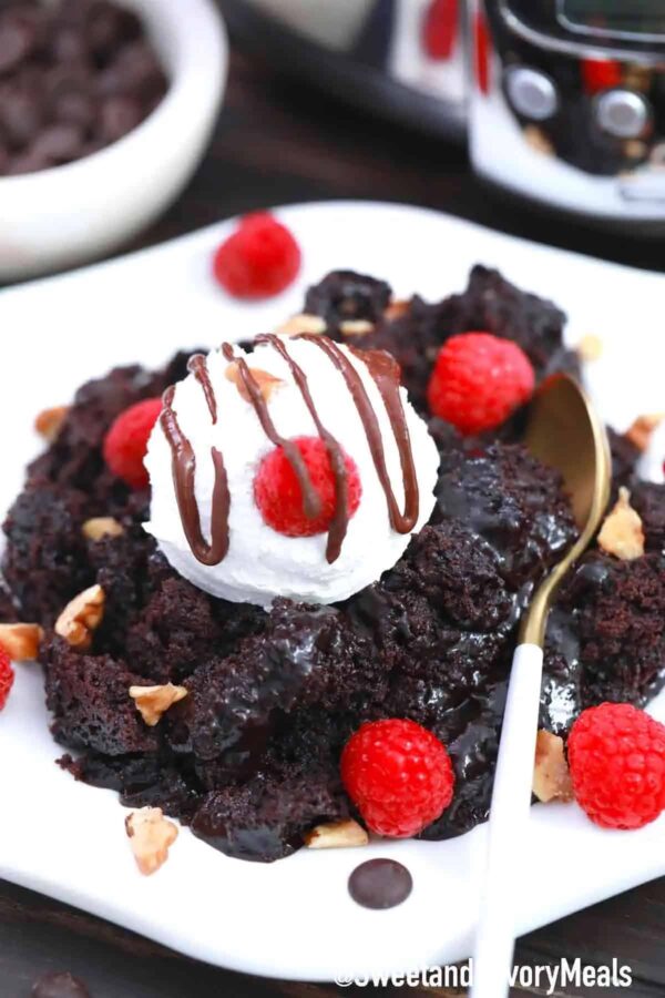Fudgy Slow Cooker Chocolate Cake from Sweet and Savory Meals