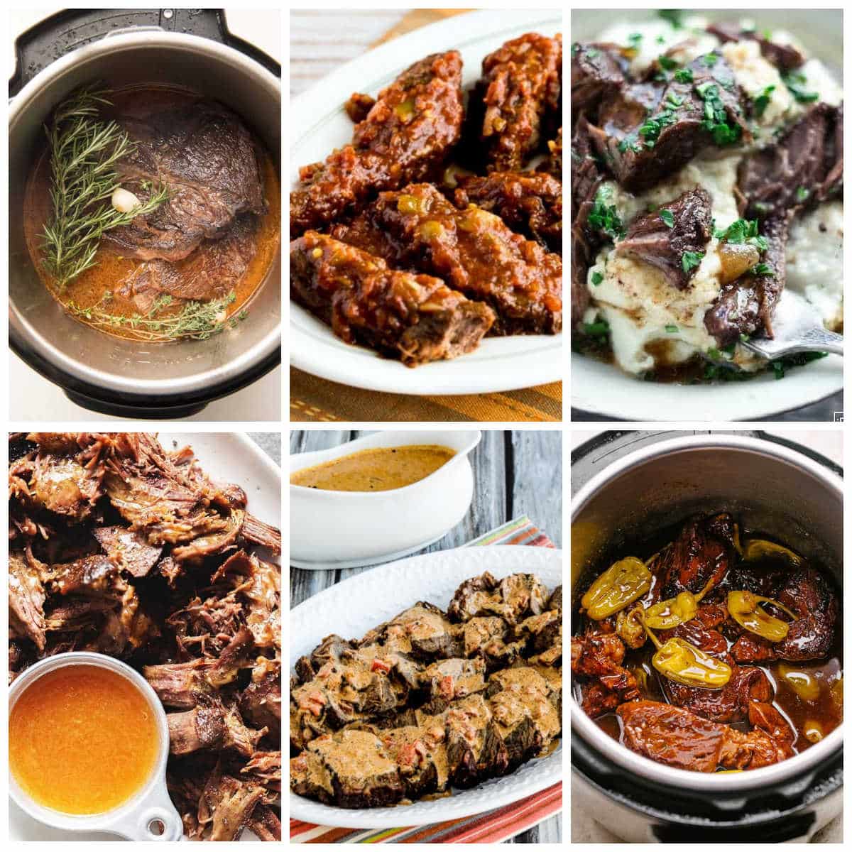 Keto Pot Roast Recipes for Instant Pot, collage of featured recipes.