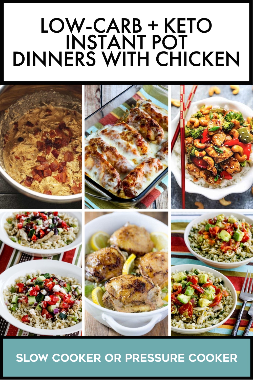 Pinterest image of Low-Carb and Keto Instant Pot Dinners with Chicken