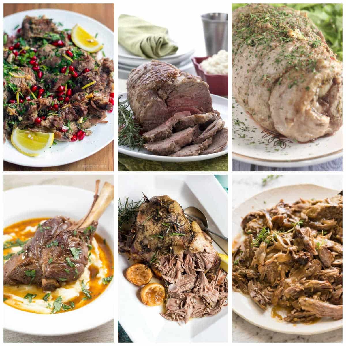 Leg of Lamb Recipes for the Instant Pot or Slow Cooker collage of featured recipes.