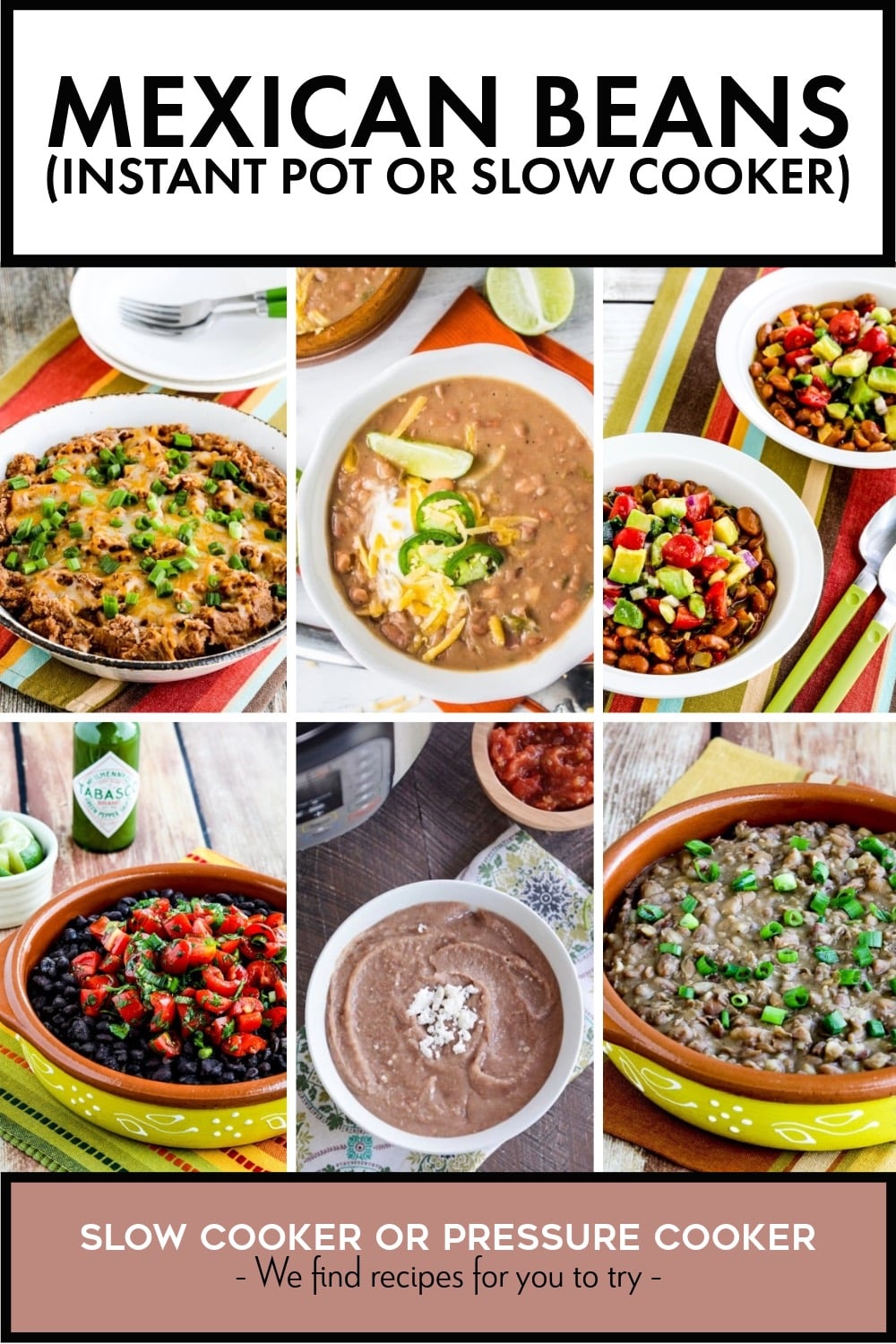 Pinterest image of Mexican Beans (Instant Pot or Slow Cooker)