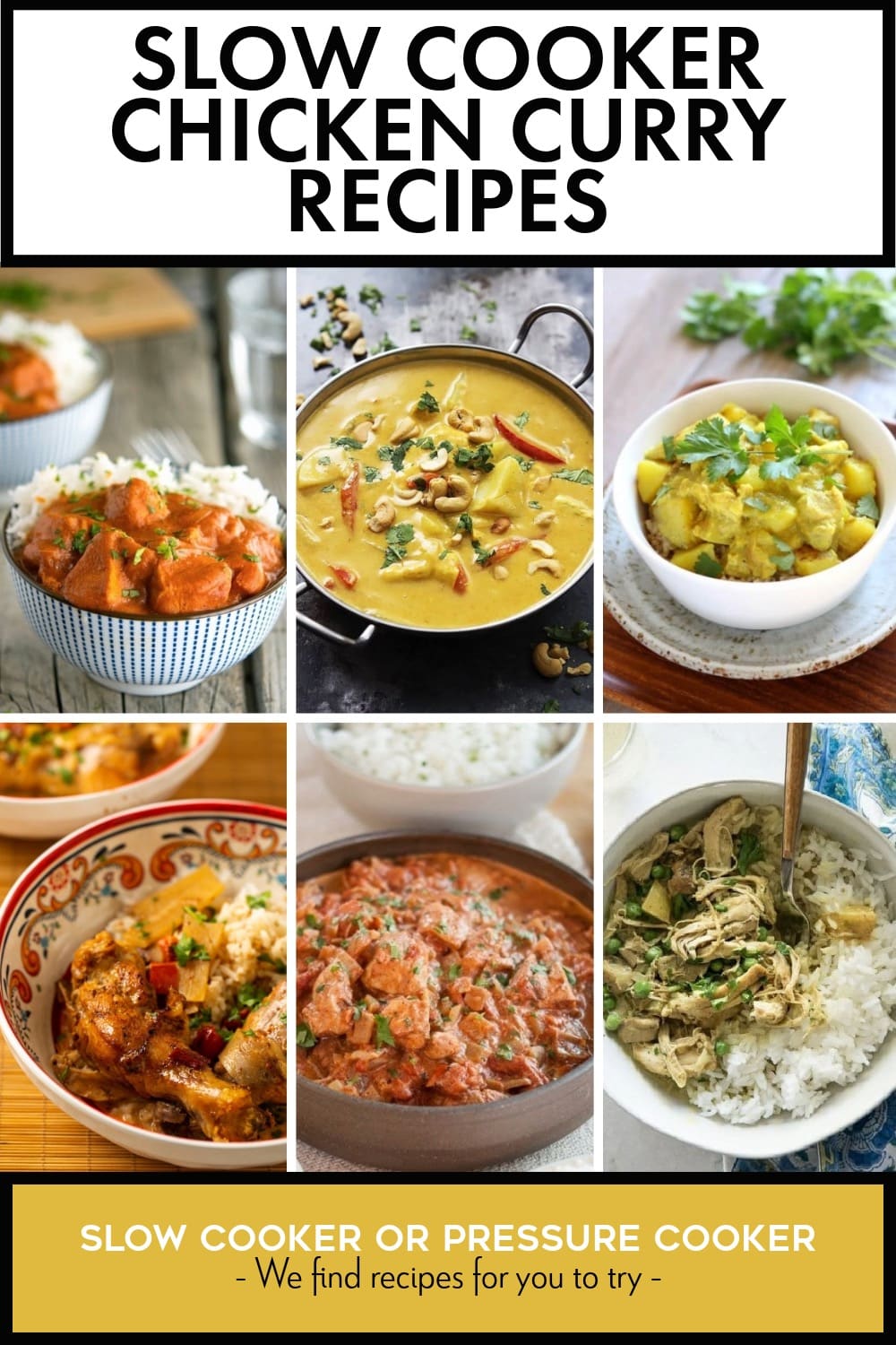 Pinterest image of Slow Cooker Chicken Curry Recipes