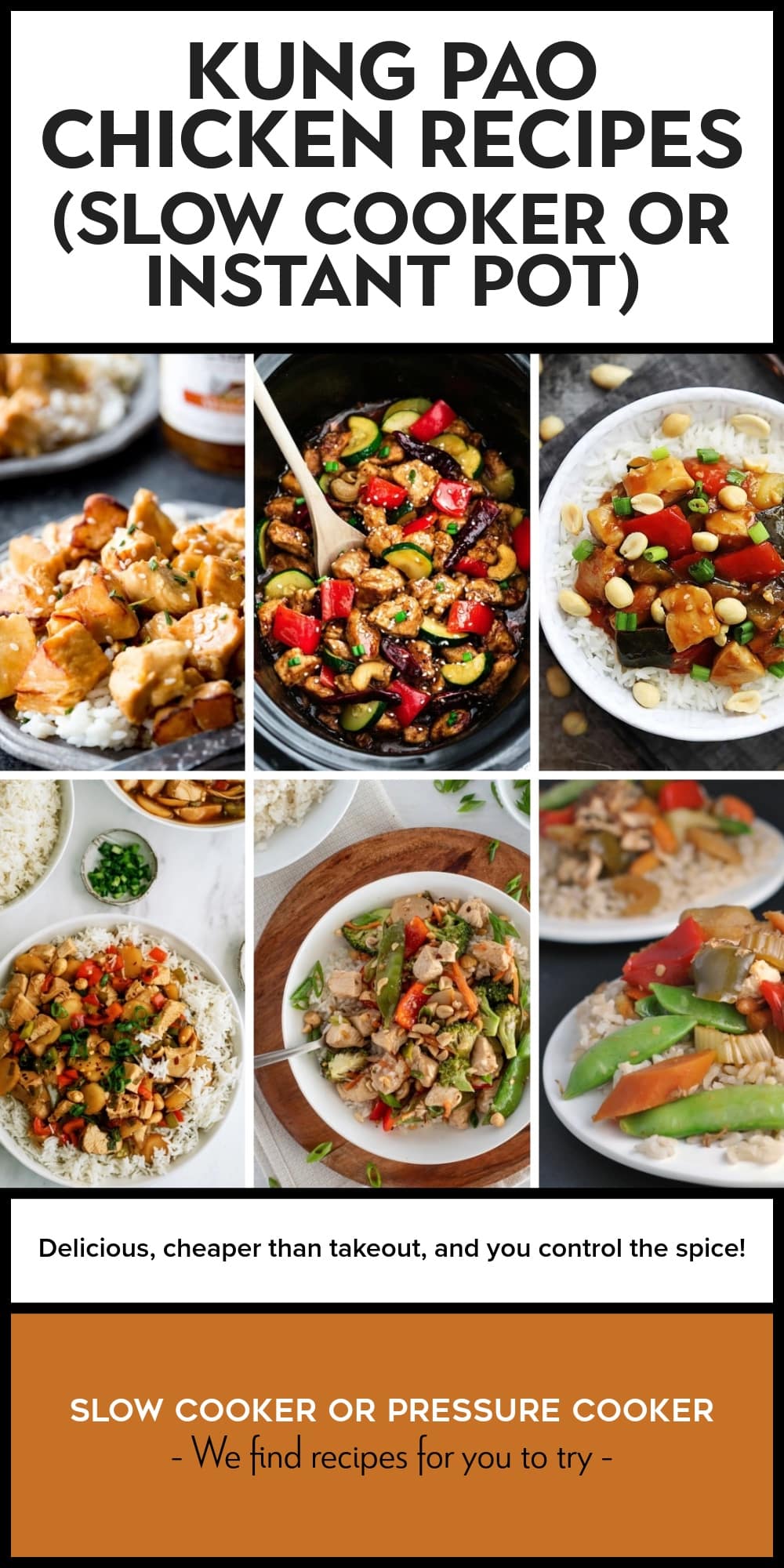 Pinterest image of Kung Pao Chicken Recipes (Slow Cooker or Instant Pot)