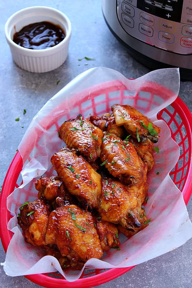Instant Pot BBQ Chicken Wings from Crunchy Creamy Sweet