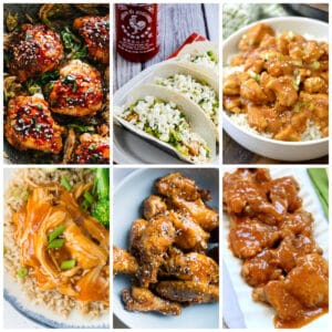 Instant Pot Sriracha Chicken Recipes collage of featured recipes