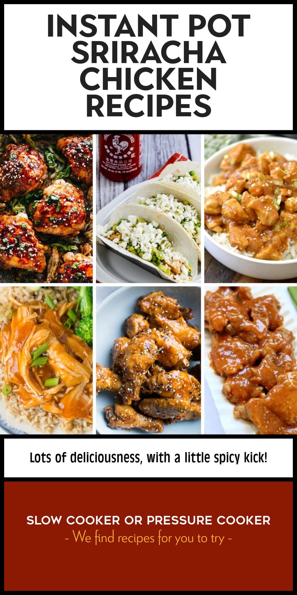Pinterest image of Instant Pot Sriracha Chicken Recipes
