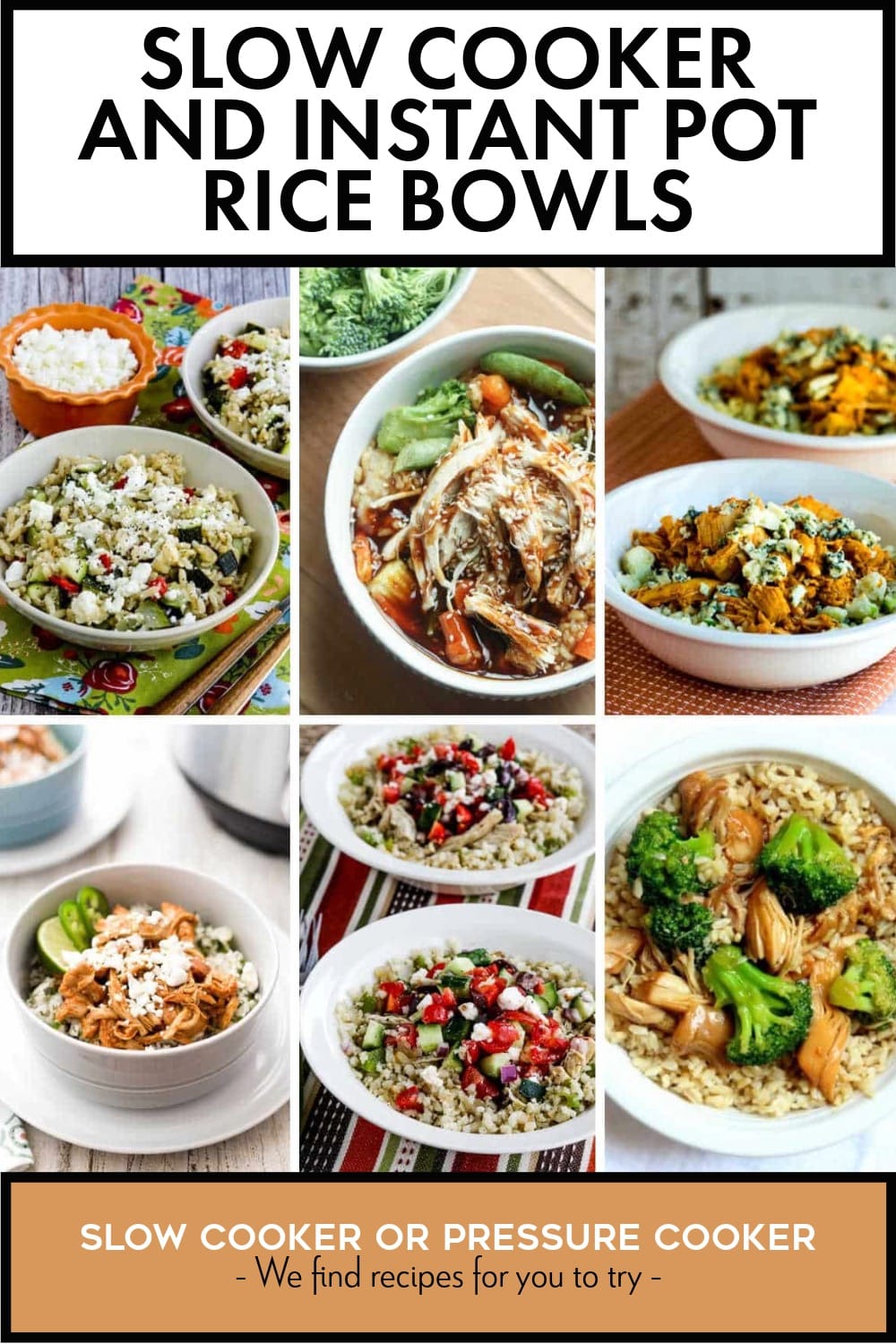 Pinterest image of Slow Cooker and Instant Pot Rice Bowls