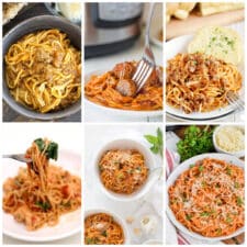 Easy Instant Pot Spaghetti Recipes collage of featured recipes.