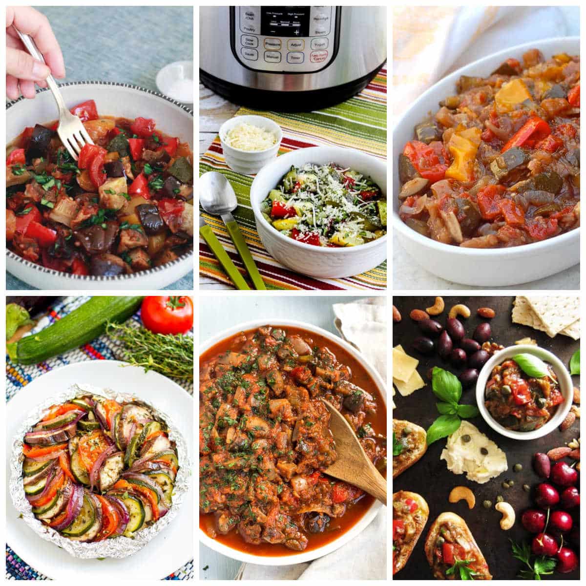 Slow Cooker or Instant Pot Ratatouille Recipes collage showing featured recipes.