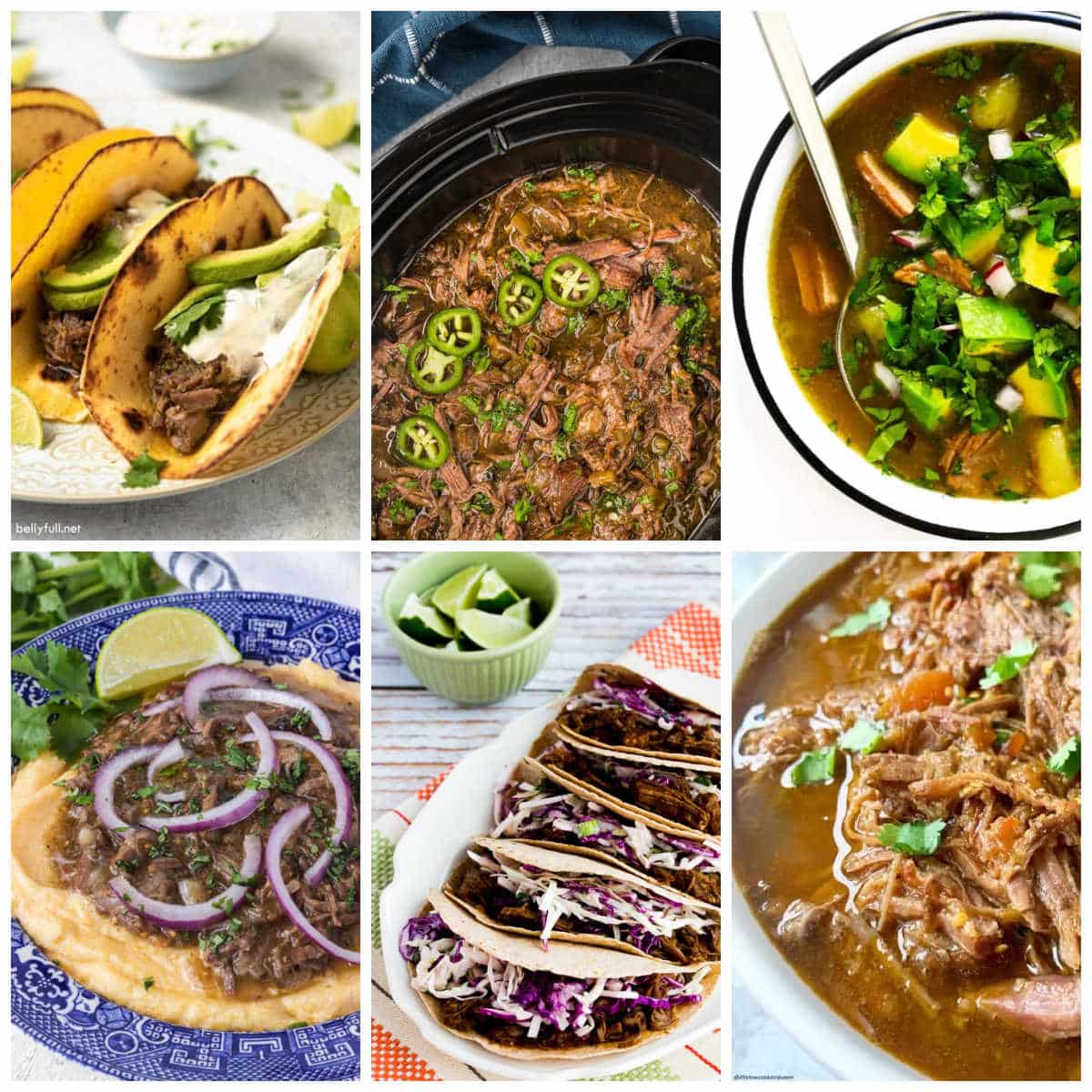 Collage photo for Slow Cooker Salsa Verde Beef showing featured recipes.