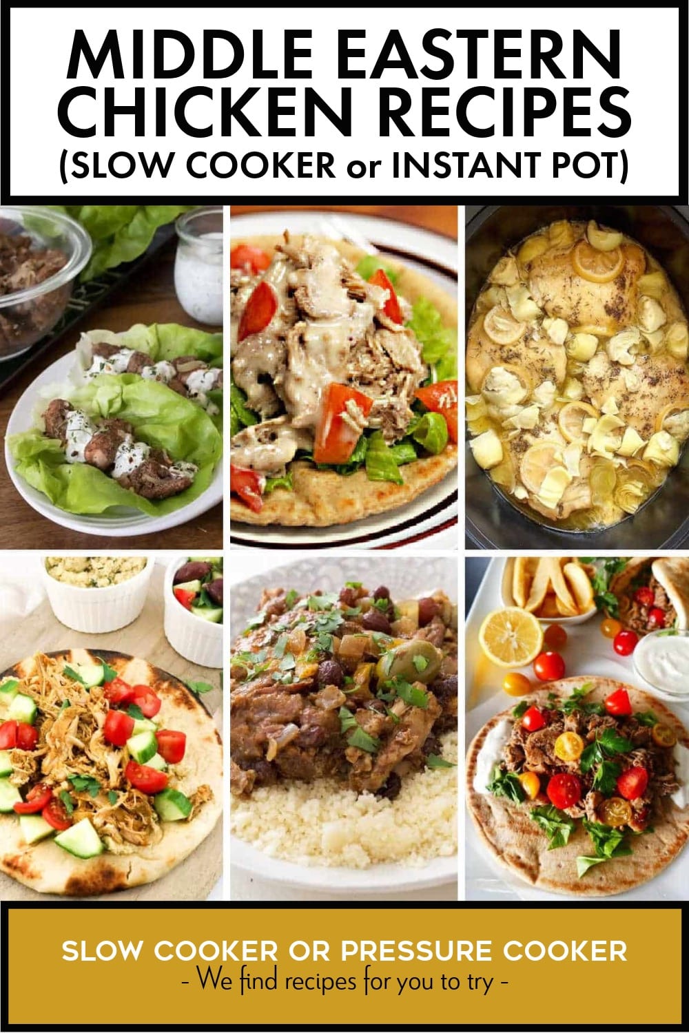Pinterest image of Middle Eastern Chicken Recipes (Slow Cooker or Instant Pot)