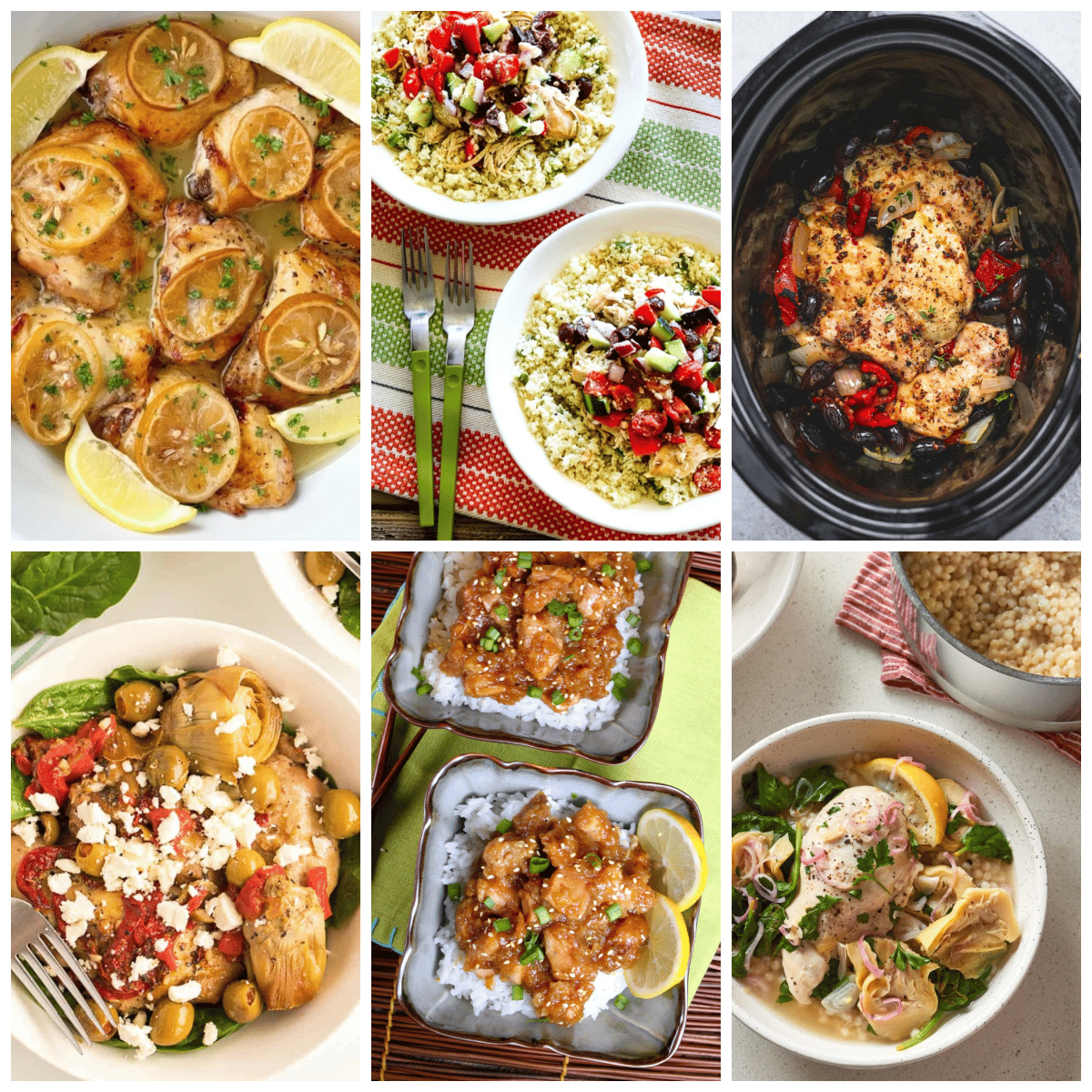 Slow Cooker Lemon Chicken Recipes collage of featured recipes