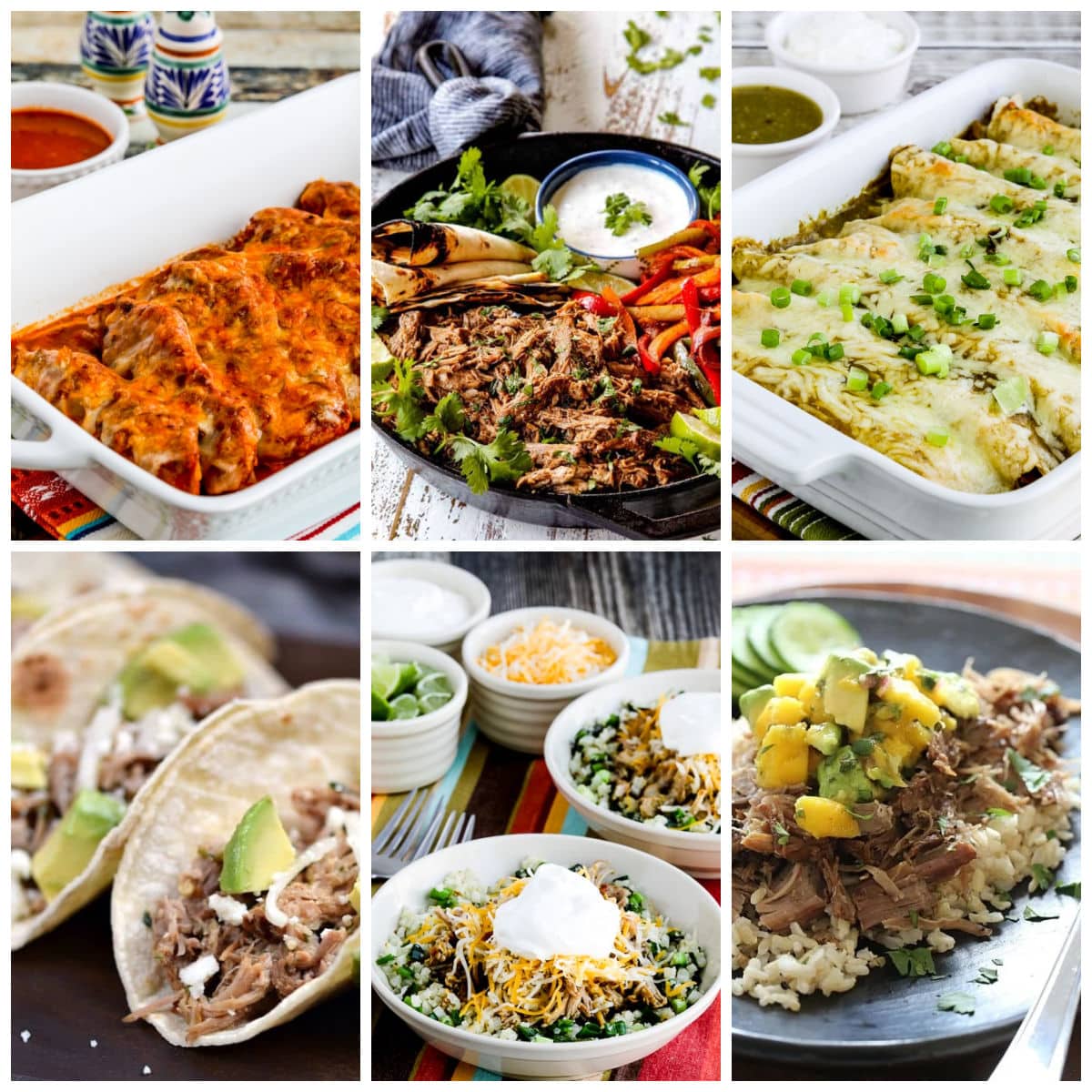 Salsa Pork Recipes collage photo showing slow cooker or Instant Pot featured recipes.