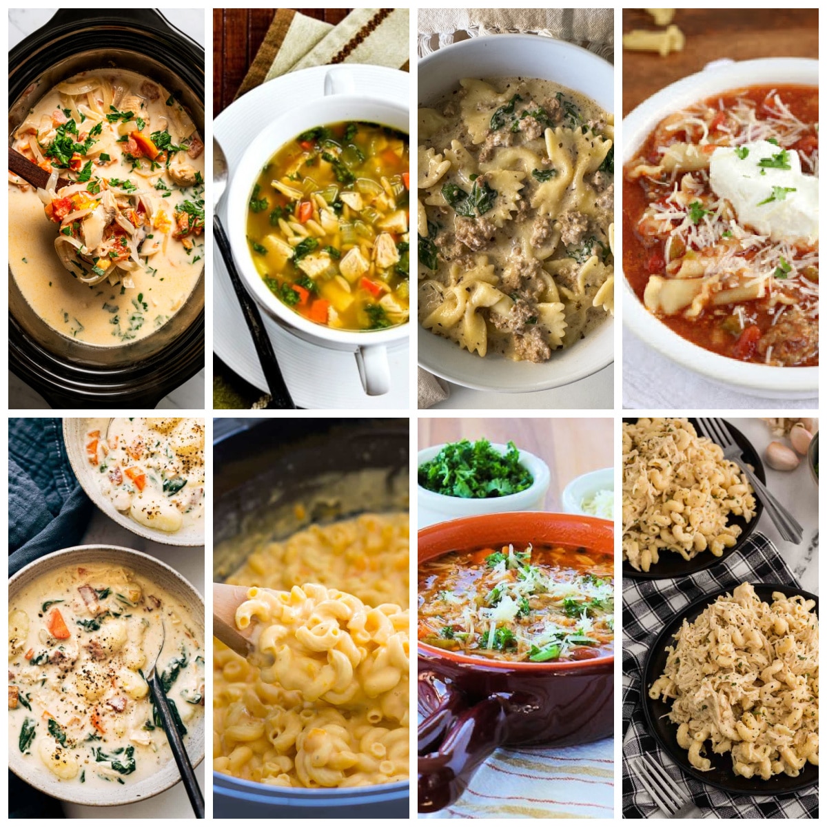 Slow Cooker Pasta Recipes collage showing featured recipes.