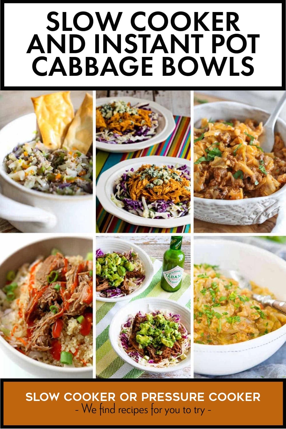 Pinterest image of Slow Cooker and Instant Pot Cabbage Bowls