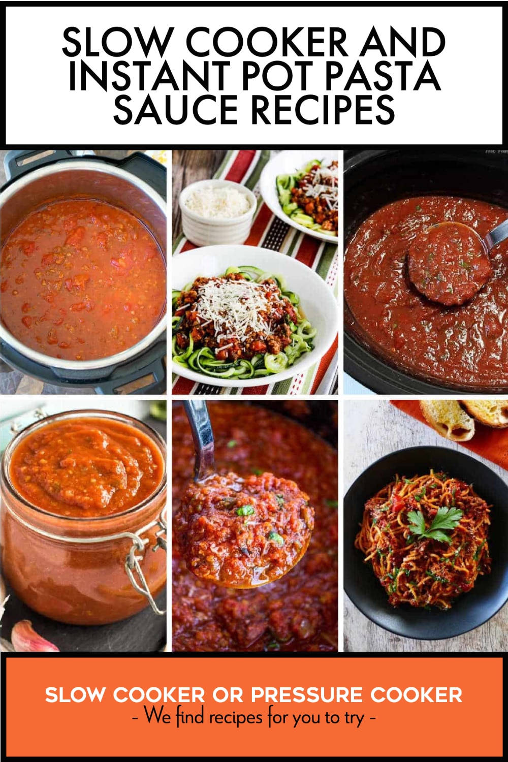 Pinterest image of Slow Cooker and Instant Pot Pasta Sauce Recipes