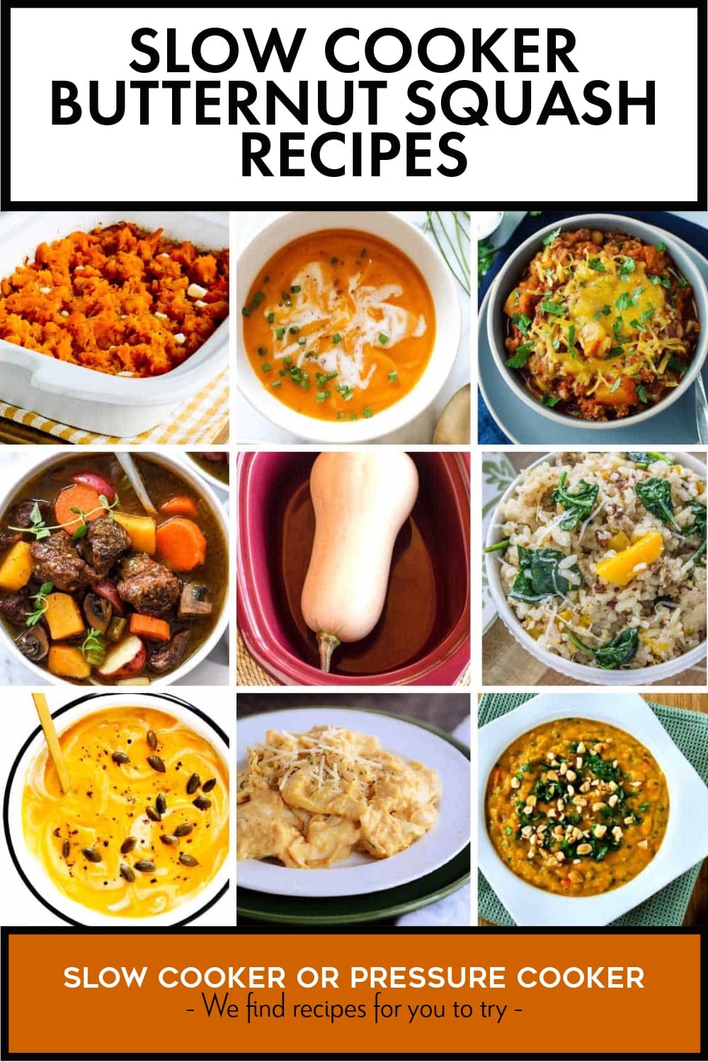Pinterest image of Slow Cooker Butternut Squash Recipes
