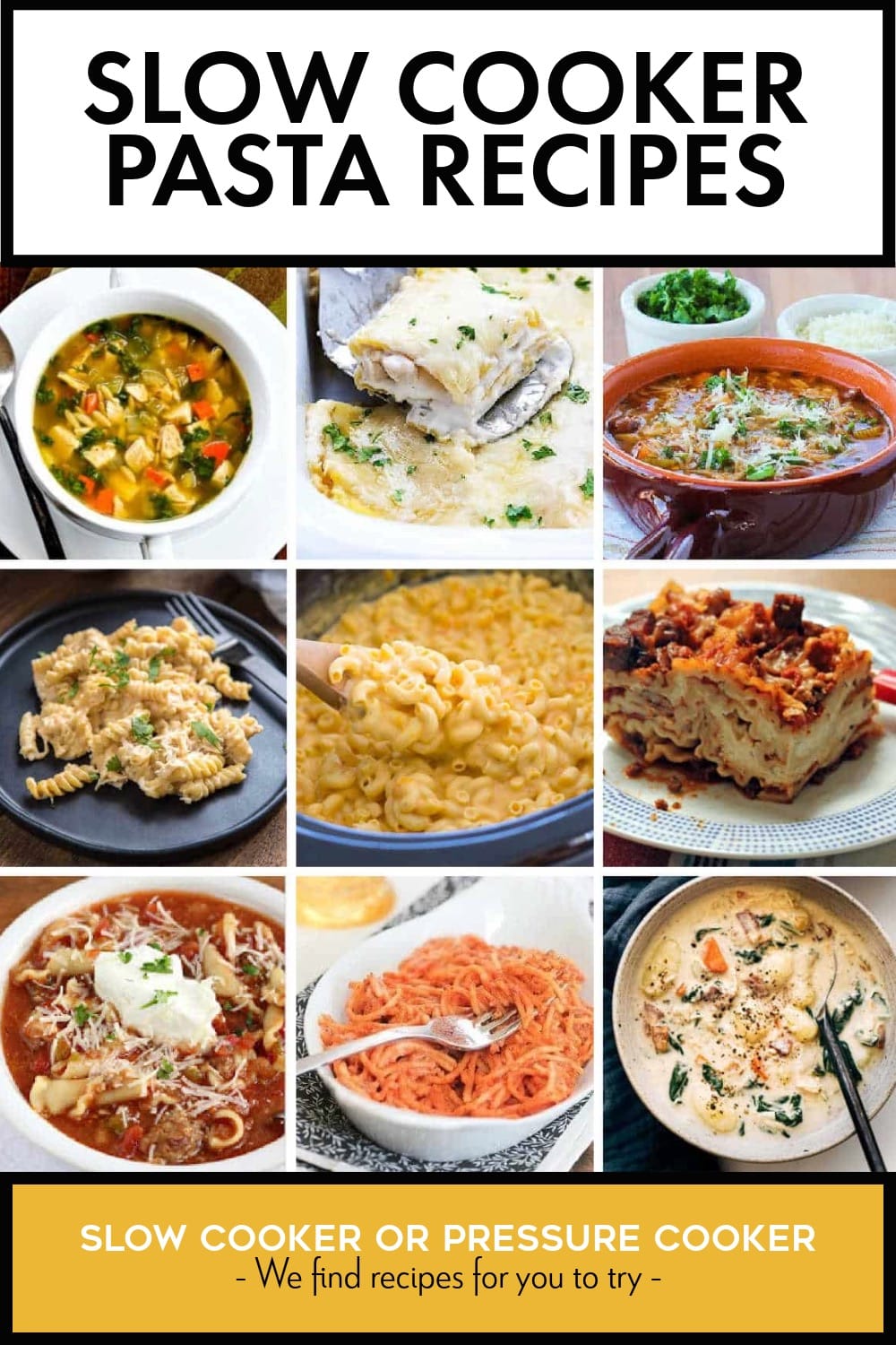 Pinterest image of Slow Cooker Pasta Recipes