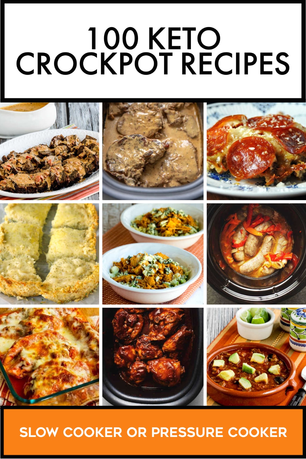 Pinterest image of 100 Keto Crockpot Recipes