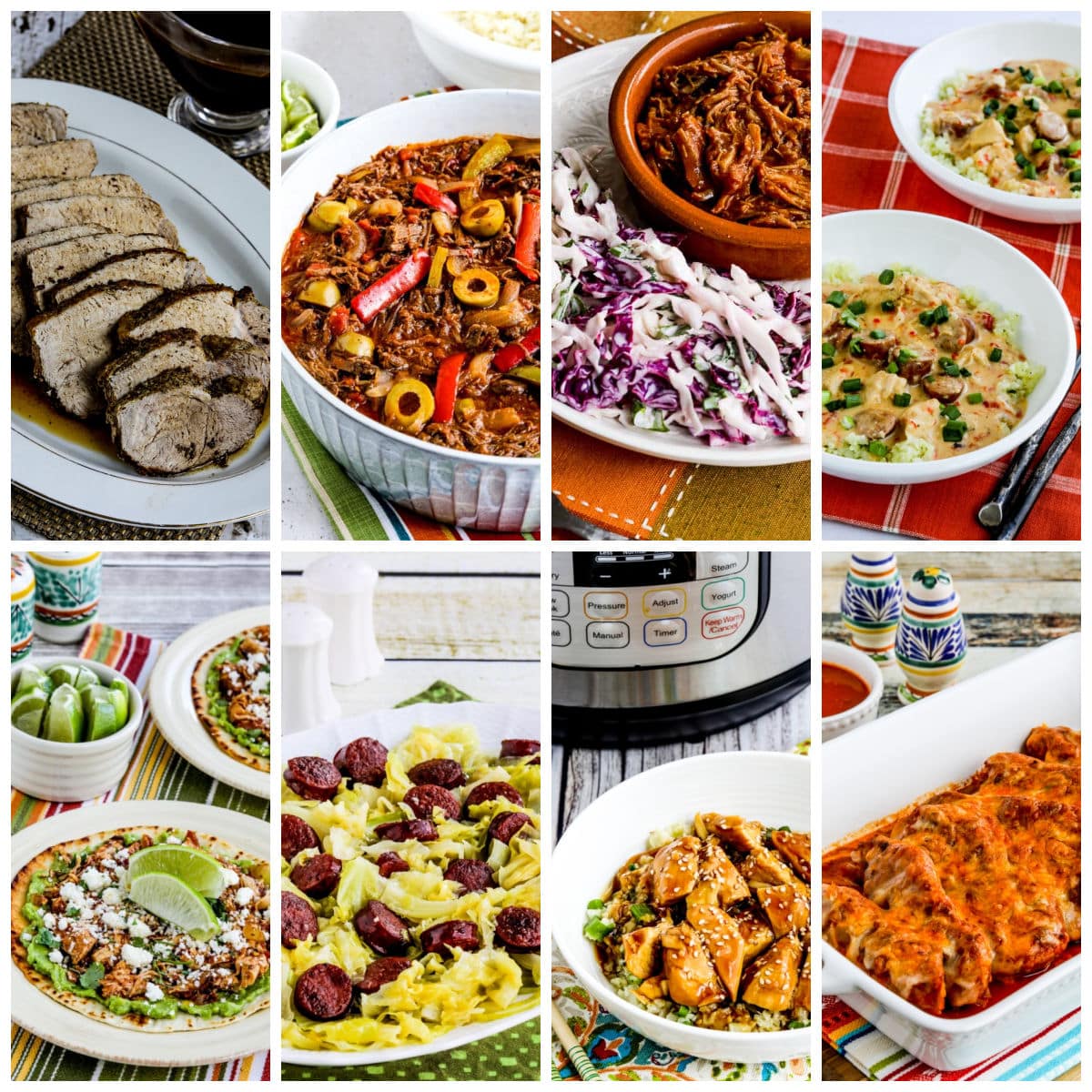 Collage photo for Keto Instant Pot Dinners showing featured recipes.