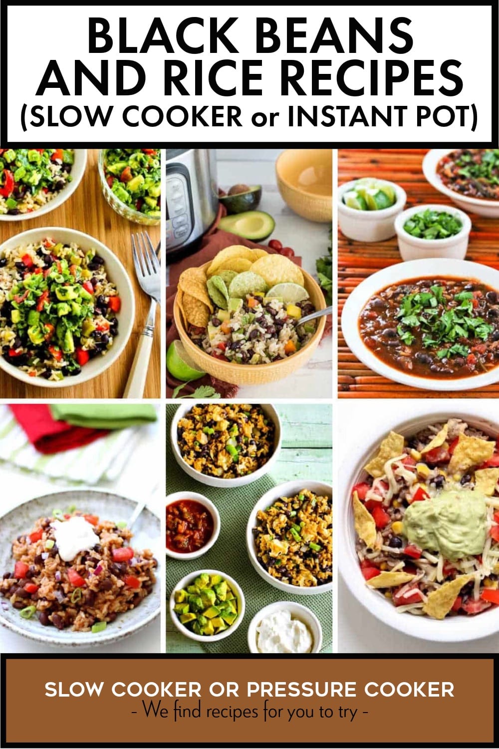 Pinterest image of Black Beans and Rice Recipes (Slow Cooker or Instant Pot)
