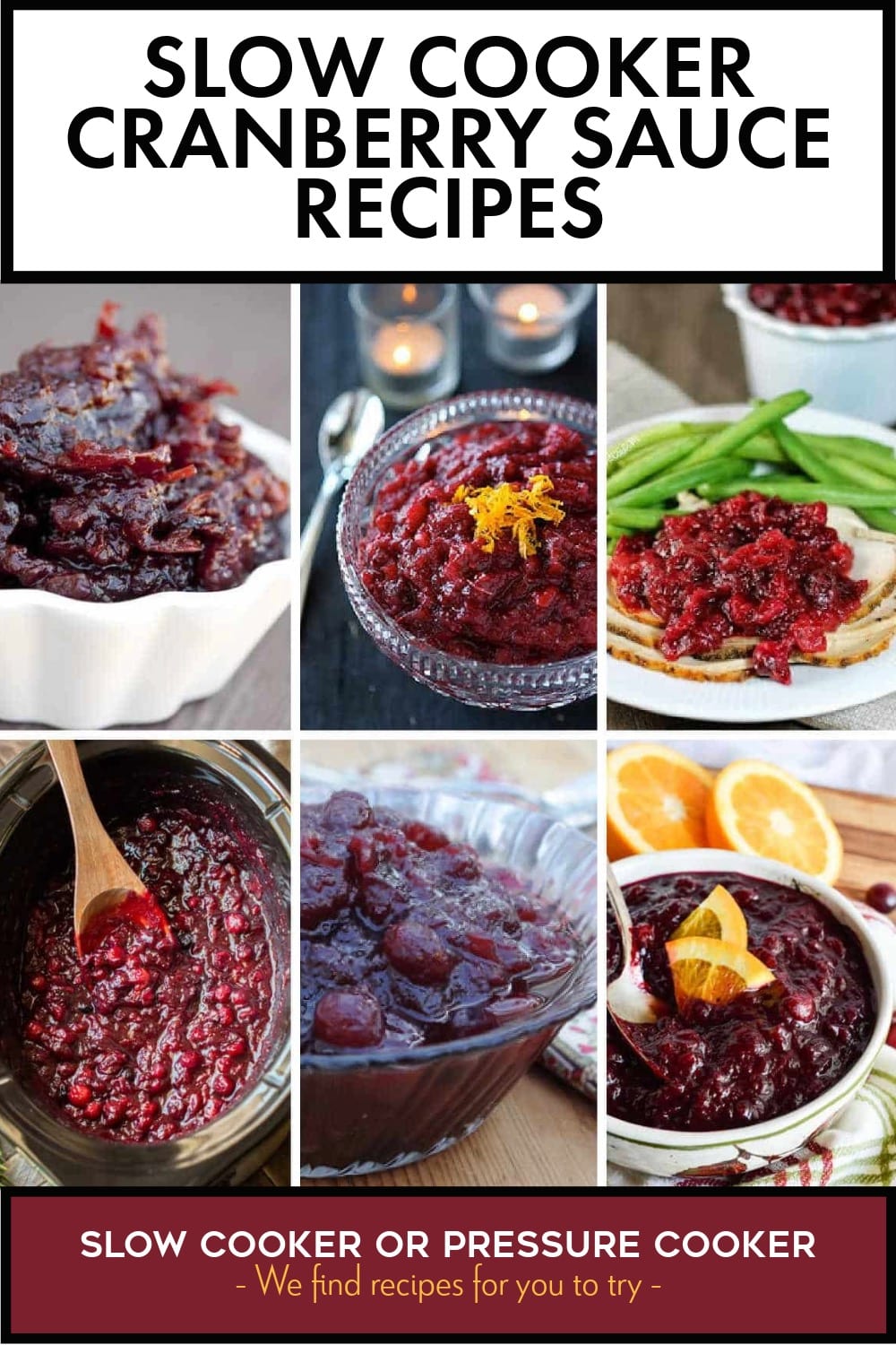 Pinterest image of Slow Cooker Cranberry Sauce Recipes