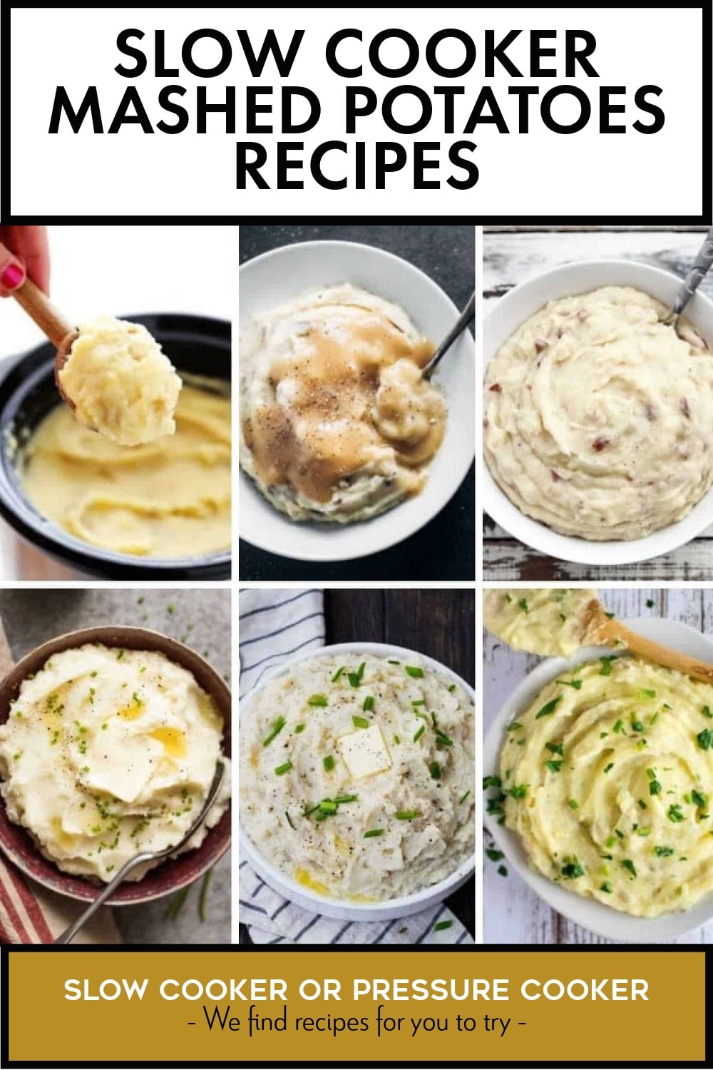 Pinterest image of Slow Cooker Mashed Potatoes Recipes